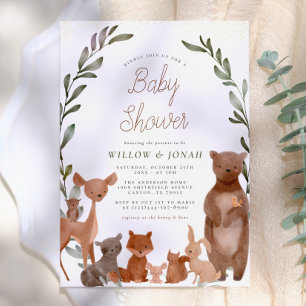 Invitation Fête de naissance Forest Friends & Woodland Greene