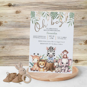 Invitation Fête de naissance Fun Safari Jungle Oh Boy Bébé