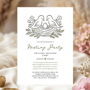 Invitation Fête de Naissance Future Maman Sage Vert Genre Neu
