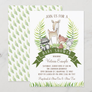 Invitation Fête de naissance garçon faune forestière