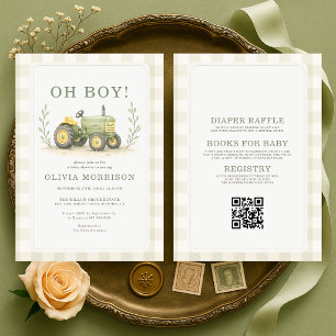 Invitation Fête de Naissance Garçon Ferme Tracteur Tout en Un