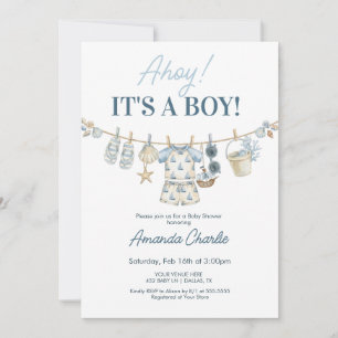 Invitation Fête de naissance garçon nautique Ahoy