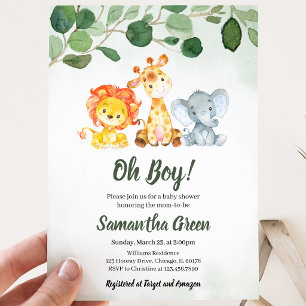 Invitation Fête de naissance garçon safari jungle