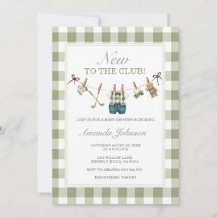 Invitation Fête de Naissance Gingham Vert Emeraude Golf Nouve