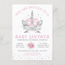 Fête de naissance licorne diamant rose et argent