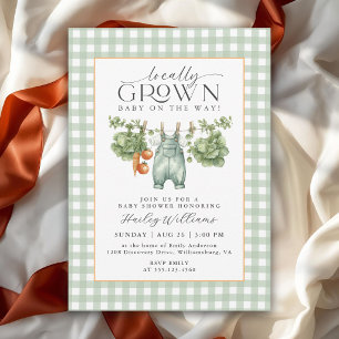 Invitation Fête de Naissance Local Gingham Vert Sauge