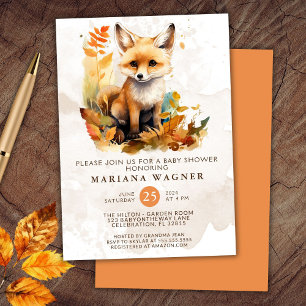 Invitation Fête de naissance mignonne Renard de la forêt