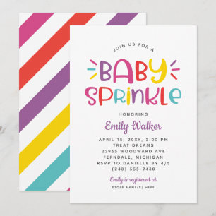 Invitation Fête de Naissance Moderne pour Bébé Fille Arc-en-C