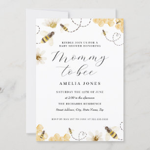 Invitation Fête de naissance Mummy To Bee Jaune