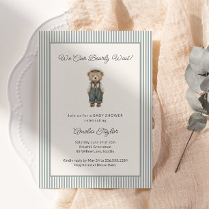 Invitation Fête de naissance Ours en peluche Rayures À peine