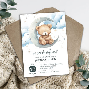 Invitation Fête de naissance Ourson au-dessus de la lune