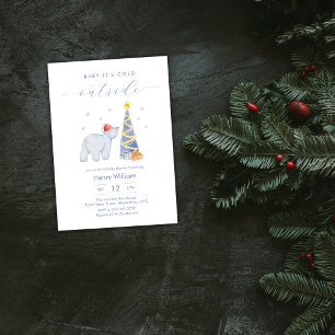 Invitation Fête de naissance ourson polaire de la forêt encha