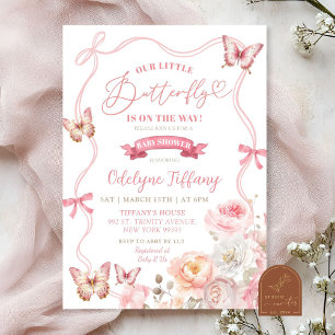 Invitation Fête de naissance papillon floral Fleur de printem