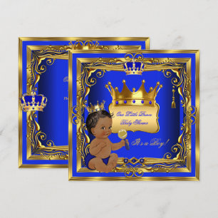 Invitation Fête de naissance Prince Afro-Américain Garçon Ble