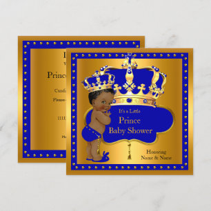 Invitation Fête de naissance Prince Bébé Couronne Royale Bleu