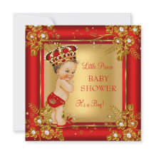 Fête de naissance Prince Boy Bébé Brunette Or Roug