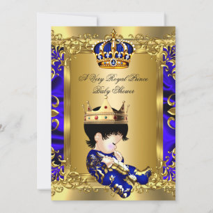 Invitation Fête de naissance Prince Royal Bleu Garçon Tenue R