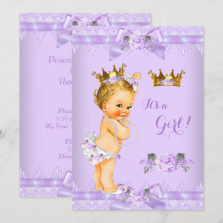 Invitation Fête de naissance Princesse Bébé Fille Blonde Rose