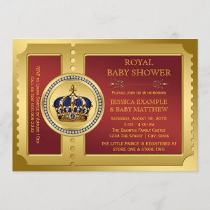 Invitation Fête de naissance royale pour garçons rouge et or