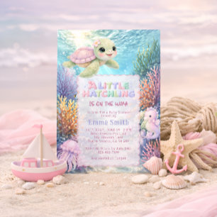 Invitation Fête de Naissance Sous l'Océan Mignonne Fille Tort