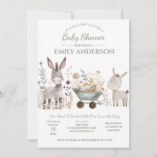 Invitation Fête de naissance unisexe Bébé Ânes