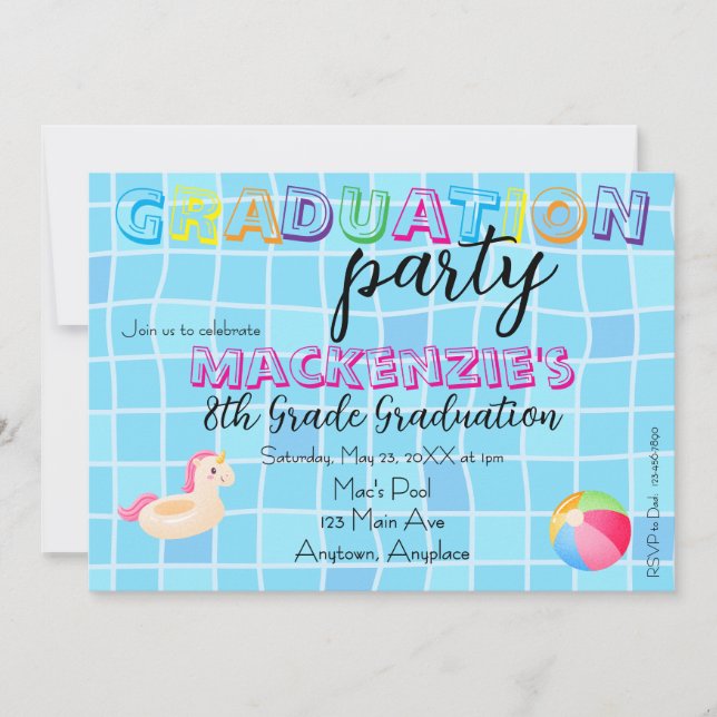 Invitation Fête de natation de fin d'études (Devant)