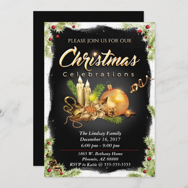 Invitation Fête de Noël (Devant / Derrière)