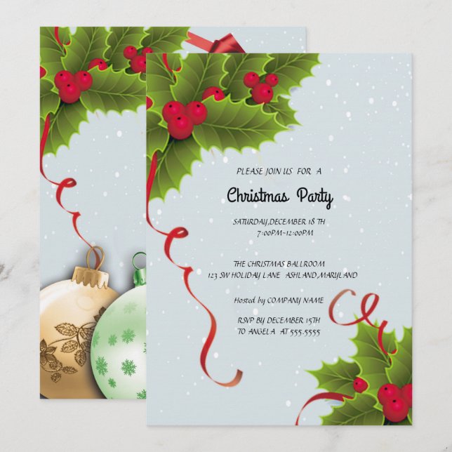 Invitation Fête de Noël (Devant / Derrière)