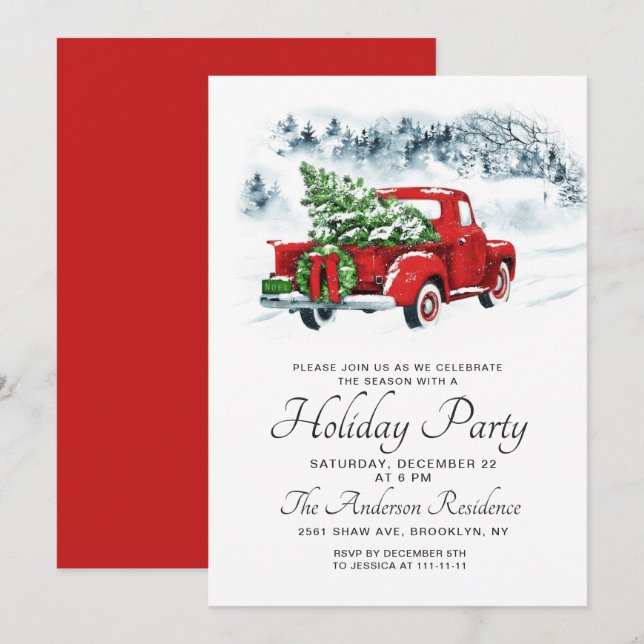Invitation Fête de Noël (Devant / Derrière)