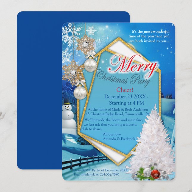 Invitation Fête de Noël (Devant / Derrière)