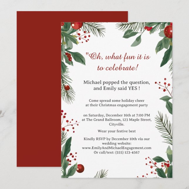 Invitation Fête de Noël (Devant / Derrière)