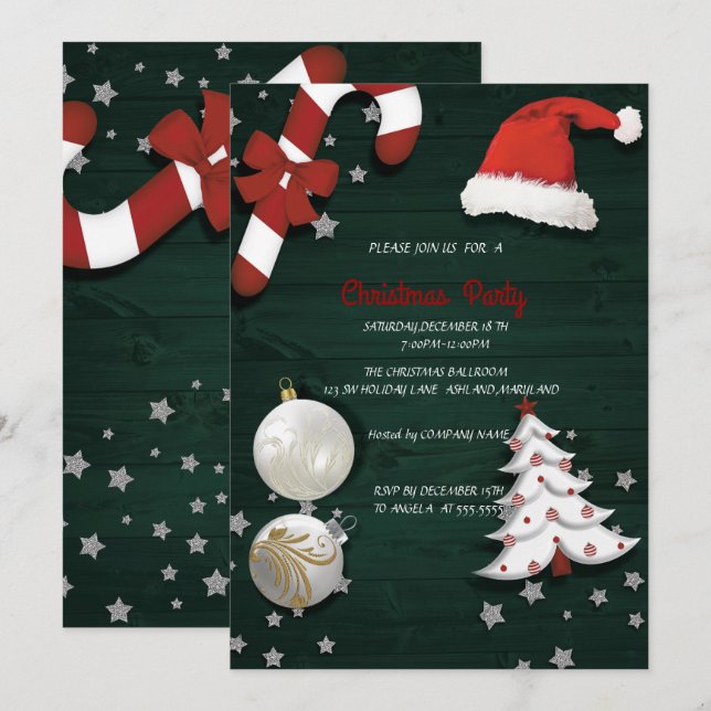 Invitation Fête de Noël (Devant / Derrière)