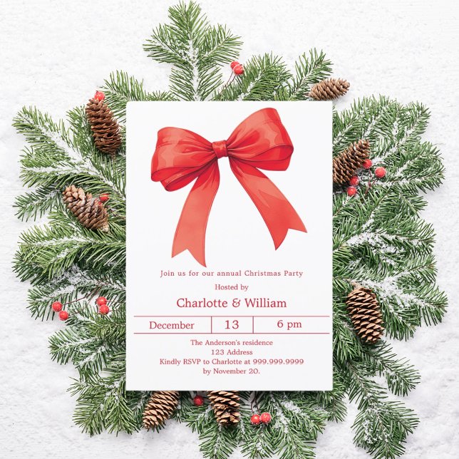 Invitation Fête de Noël à arc rouge (Créateur téléchargé)