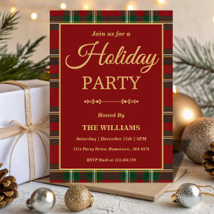 Invitation Fête de Noël à carreaux tartan Ralph Lauren
