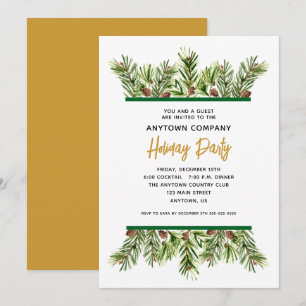 Invitation Fête de Noël à feuillage persistant