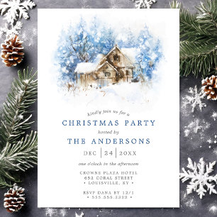 Invitation Fête de Noël à la campagne dans un chalet rustique