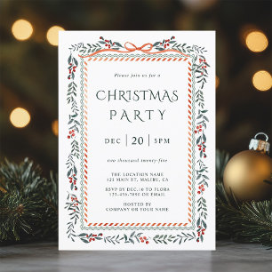 Invitation Fête de Noël à la framboise rouge