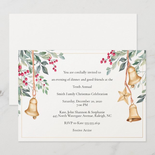 Invitation Fête de Noël à la main (Devant / Derrière)
