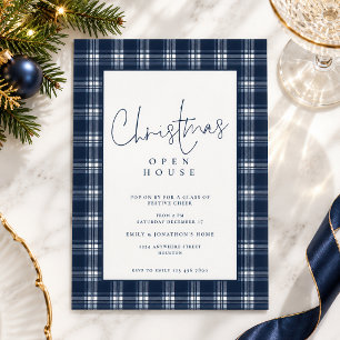 Invitation Fête de Noël à la maison ouverte Tartan à carreaux