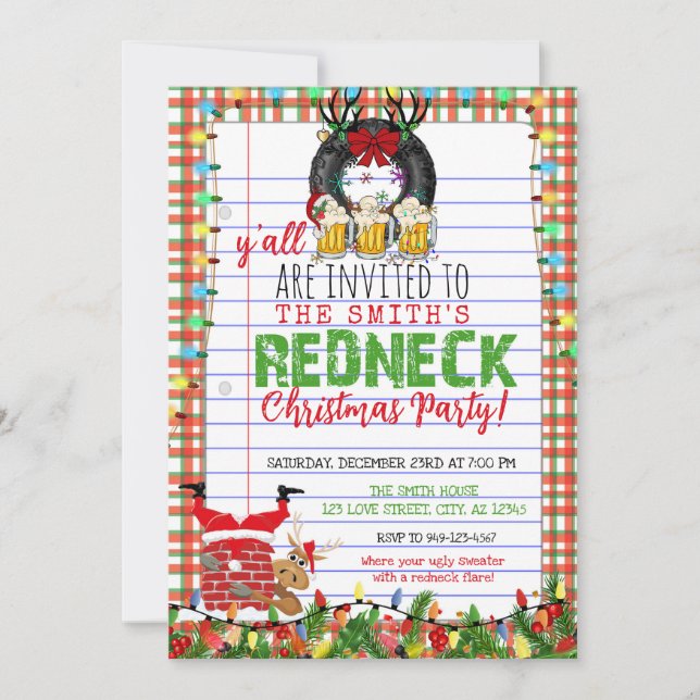 Invitation Fête de Noël à Redneck (Devant)