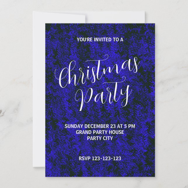 Invitation Fête de Noël Abstraite Electric Blue (Devant)