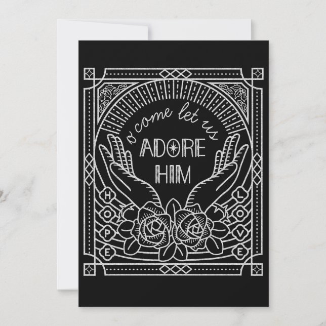Invitation Fête de Noël Adore-Lui Argent (Devant)