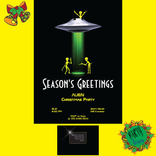Invitation Fête de Noël Alien UFO 👽 drôle Espace extra-atmos