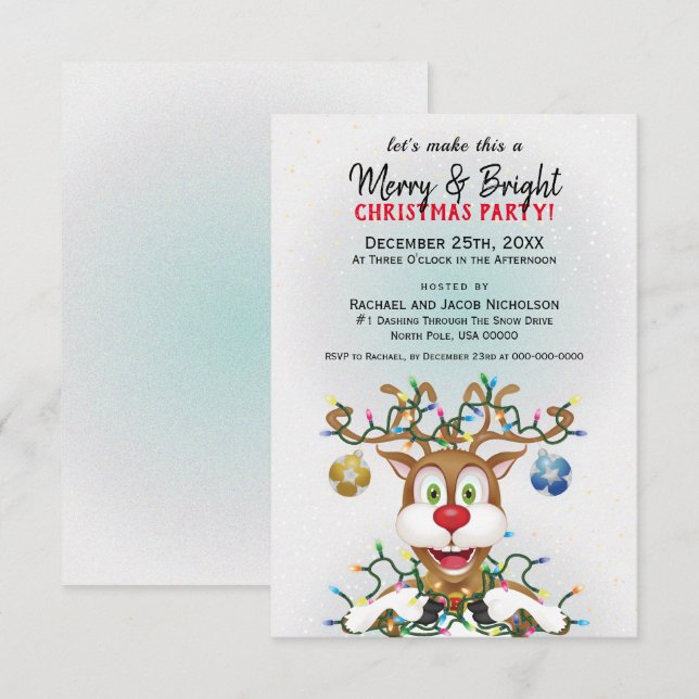 Invitation Fête de Noël amusante Reindeer (Devant / Derrière)