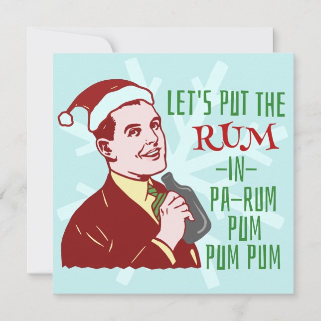 Invitation Fête de Noël amusante Retro Rum Adult Holiday (Devant)