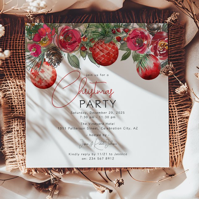 Invitation Fête de Noël annuelle de la Flore rouge (Créateur téléchargé)