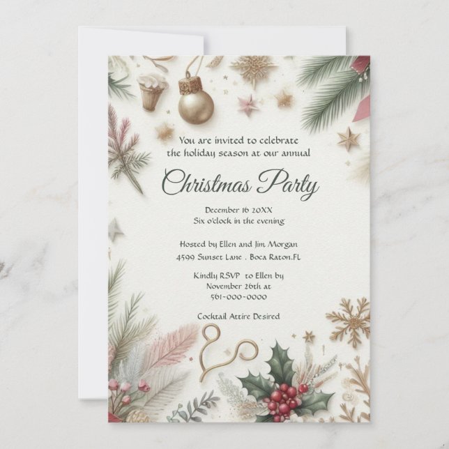 Invitation Fête de Noël annuelle Vacances de verdure (Devant)