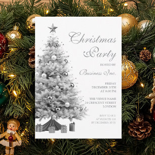 Invitation Fête de Noël Arbre d'Argent d'Entreprise