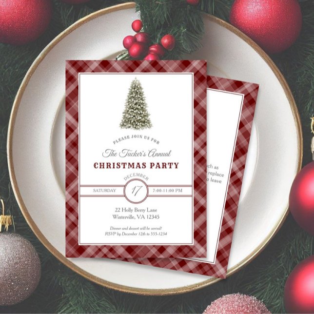 Invitation Fête de Noël Arbre de Noël Rouge foncé (Créateur téléchargé)