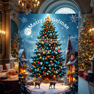 Invitation Fête de Noël Arbre d'hiver Rennes d'hiver Neige